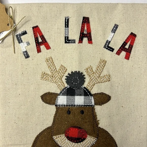 MUDPIE Set Of 2 Christmas HandTowels NEW Embroidered 3D Reindeer Dangle Leg Gift - Picture 8 of 14